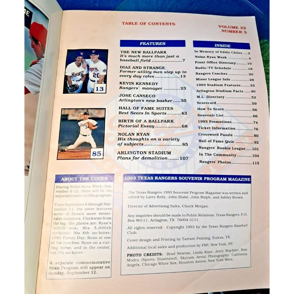 Vintage Nolan Ryan Texas Rangers Official Program and 300 Win Replica Ball Set - Picture 9 of 16